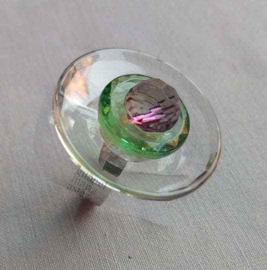 Art.No. 30501-0002 Transparent Glass Button Ring